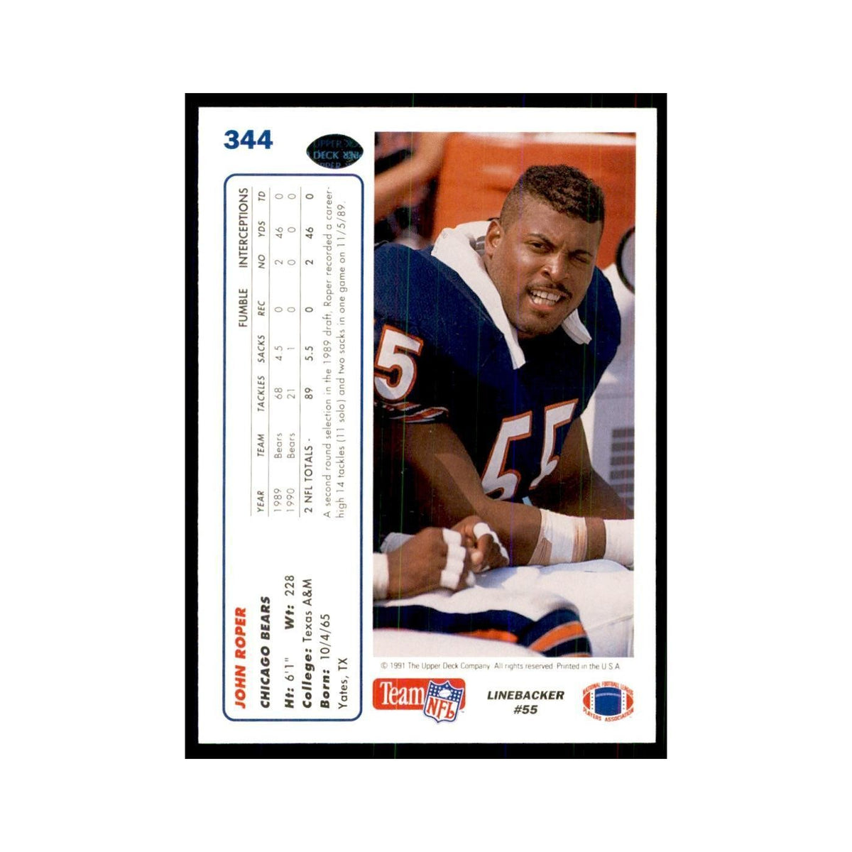 1991 Upper Deck John Roper Bears #344