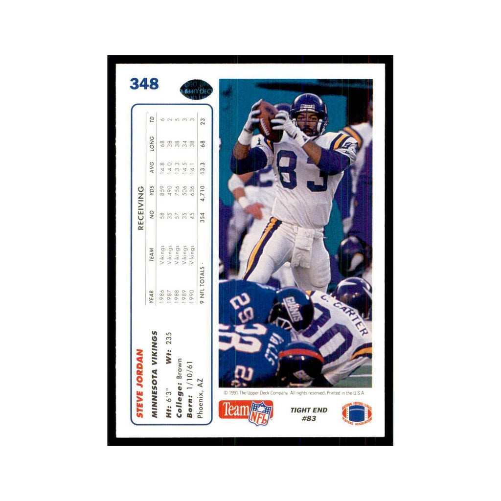 1991 Upper Deck Steve Jordan Vikings #348