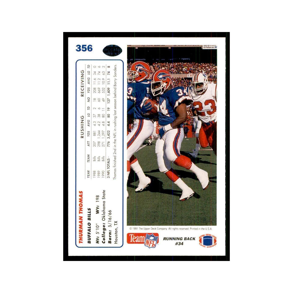 1991 Upper Deck Thurman Thomas Bills #356