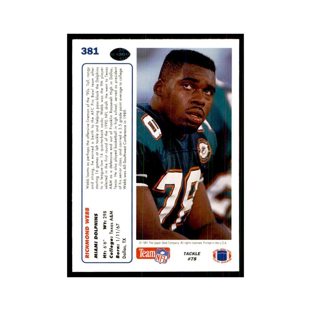 1991 Upper Deck Richmond Webb Dolphins #381