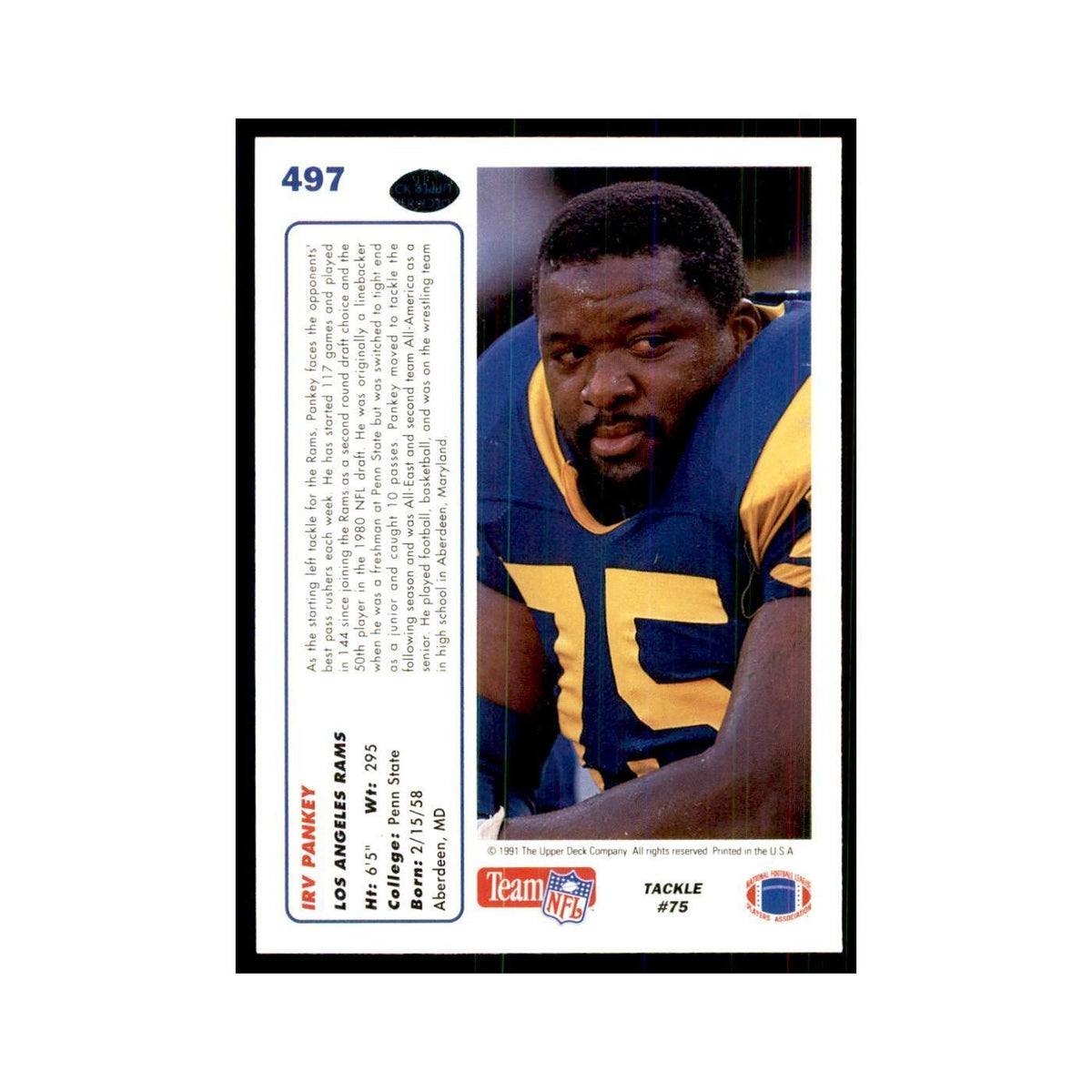 1991 Upper Deck Irv Pankey Rams #497