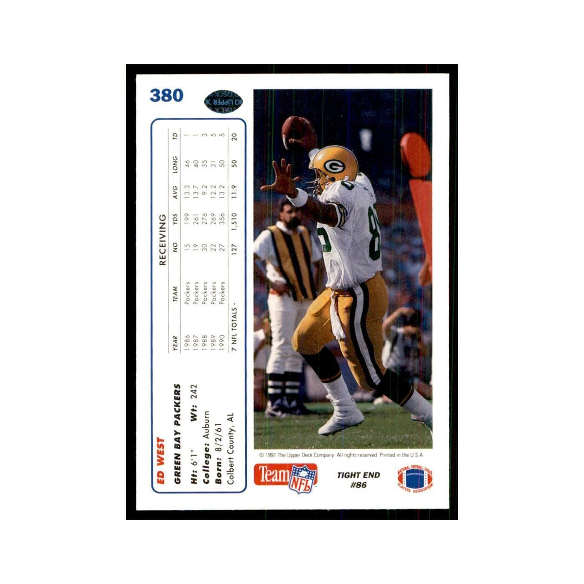 1991 Upper Deck Ed West Packers #380