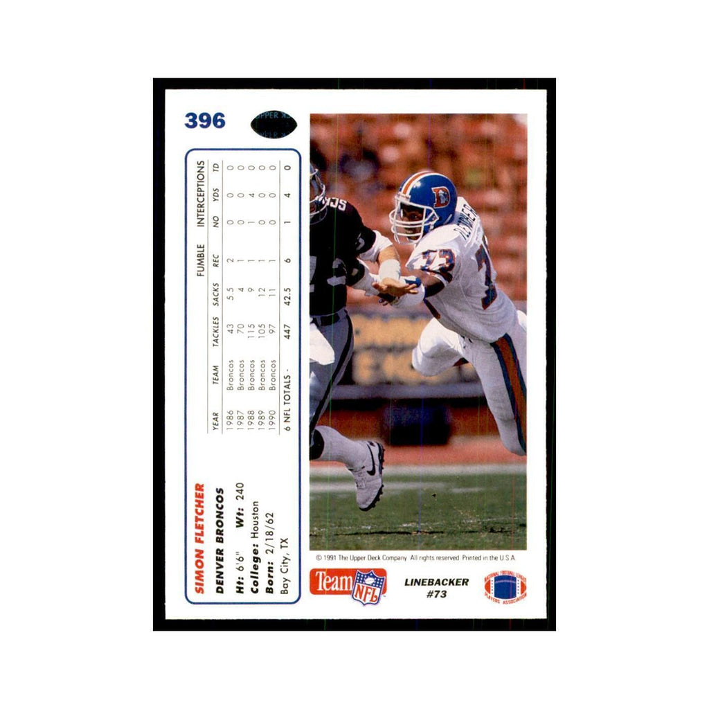 1991 Upper Deck Simon Fletcher Broncos #396