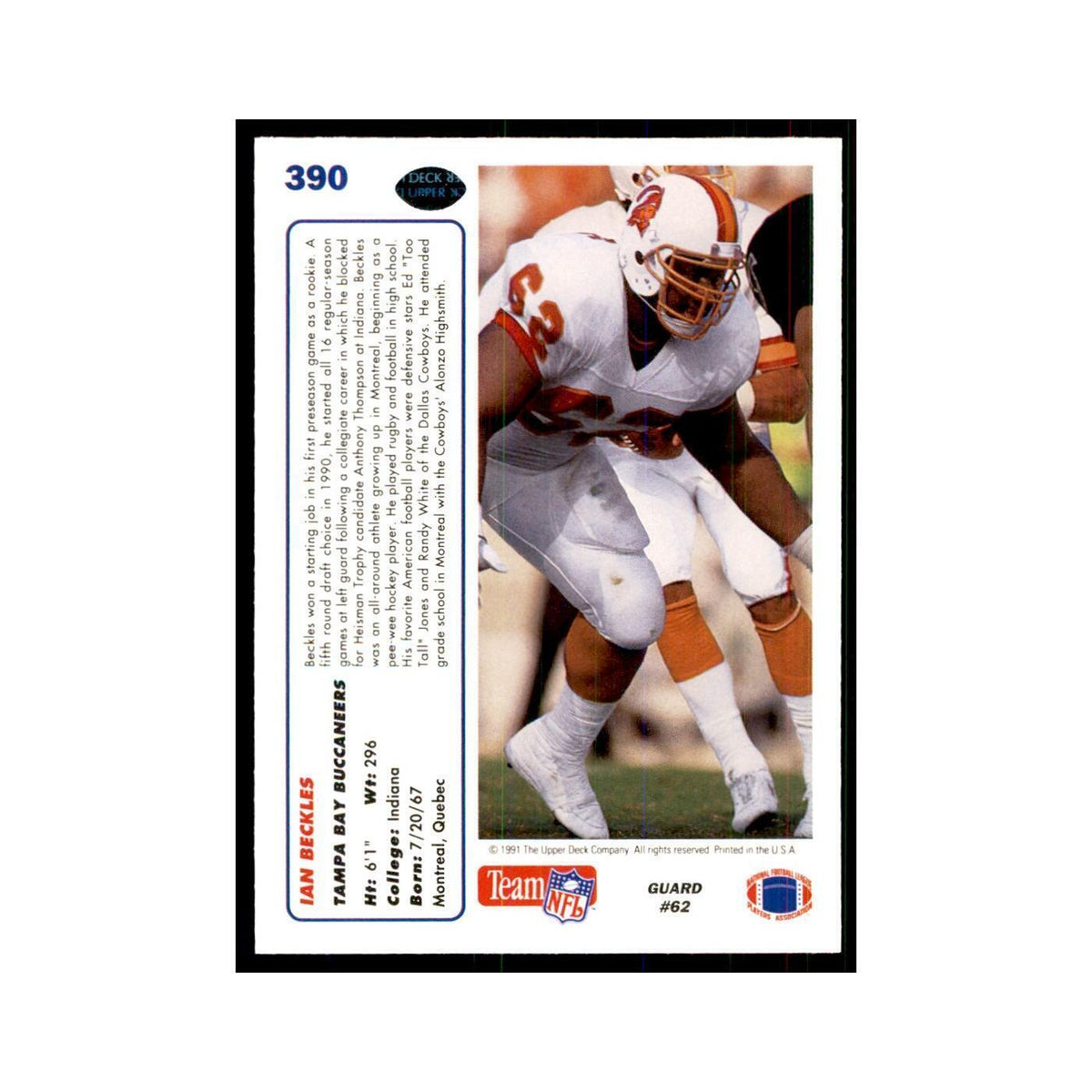 1991 Upper Deck Ian Beckles Buccaneers #390