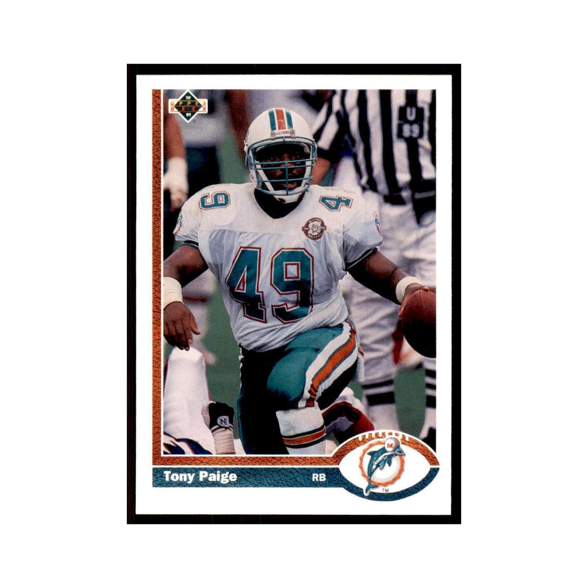 1991 Upper Deck Tony Paige Dolphins #337