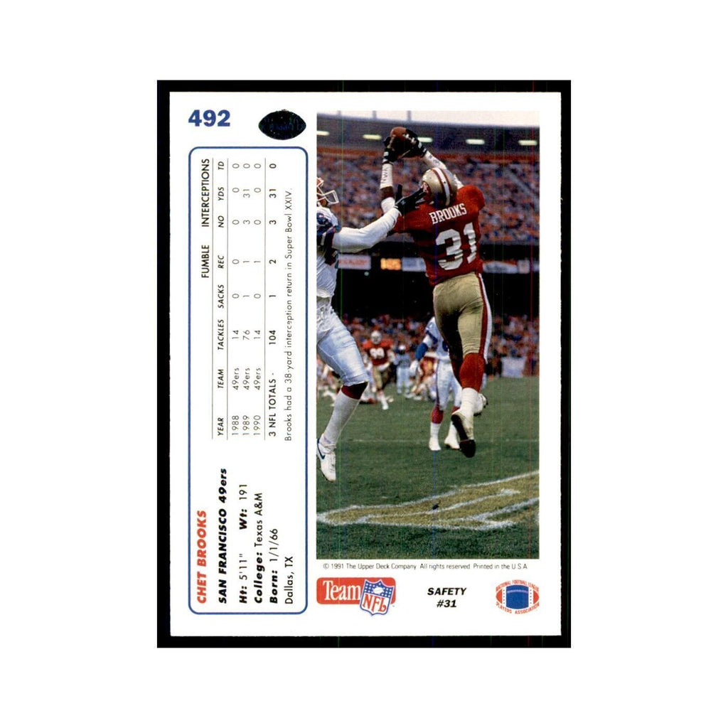 1991 Upper Deck Chet Brooks 49ers #492