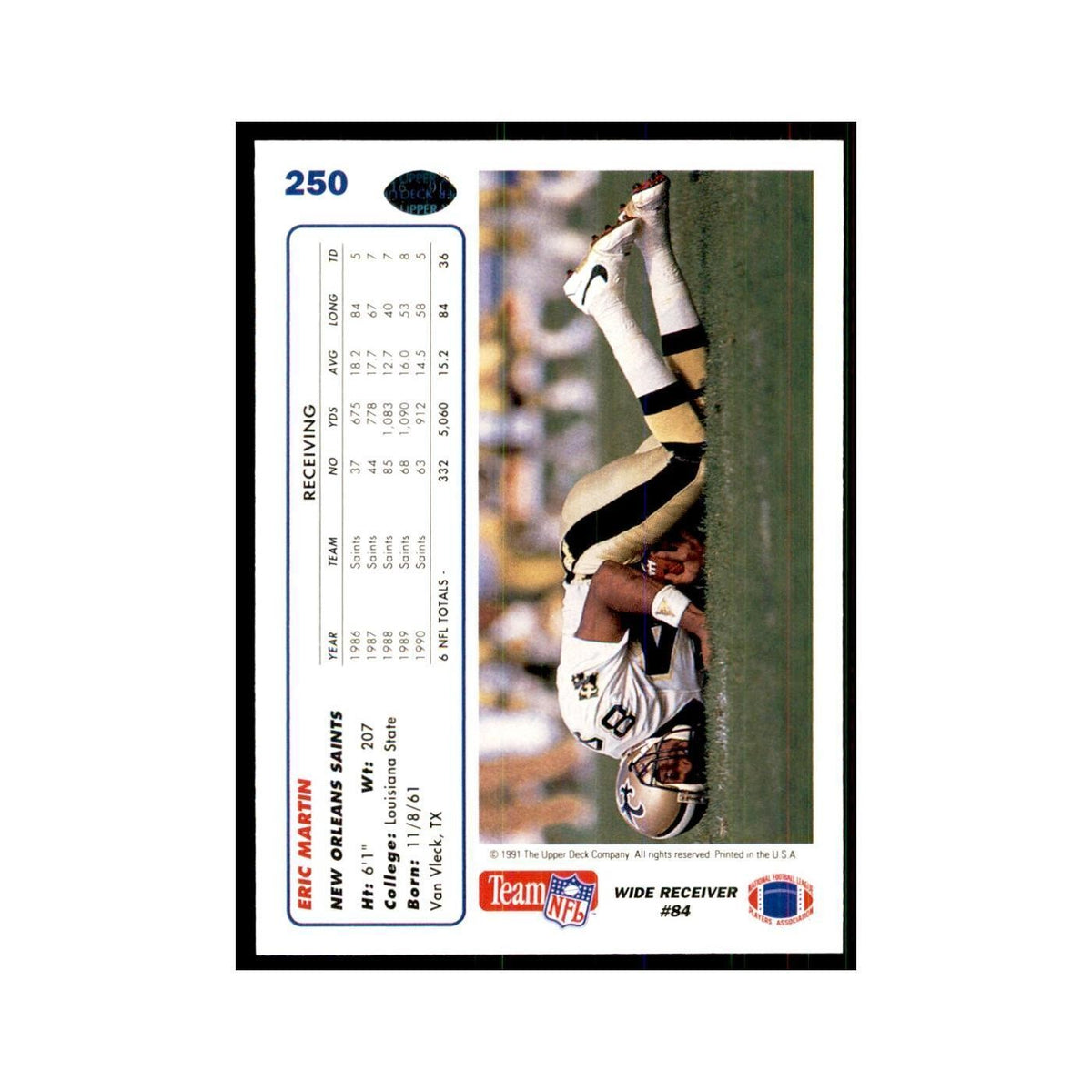 1991 Upper Deck Eric Martin Saints #250