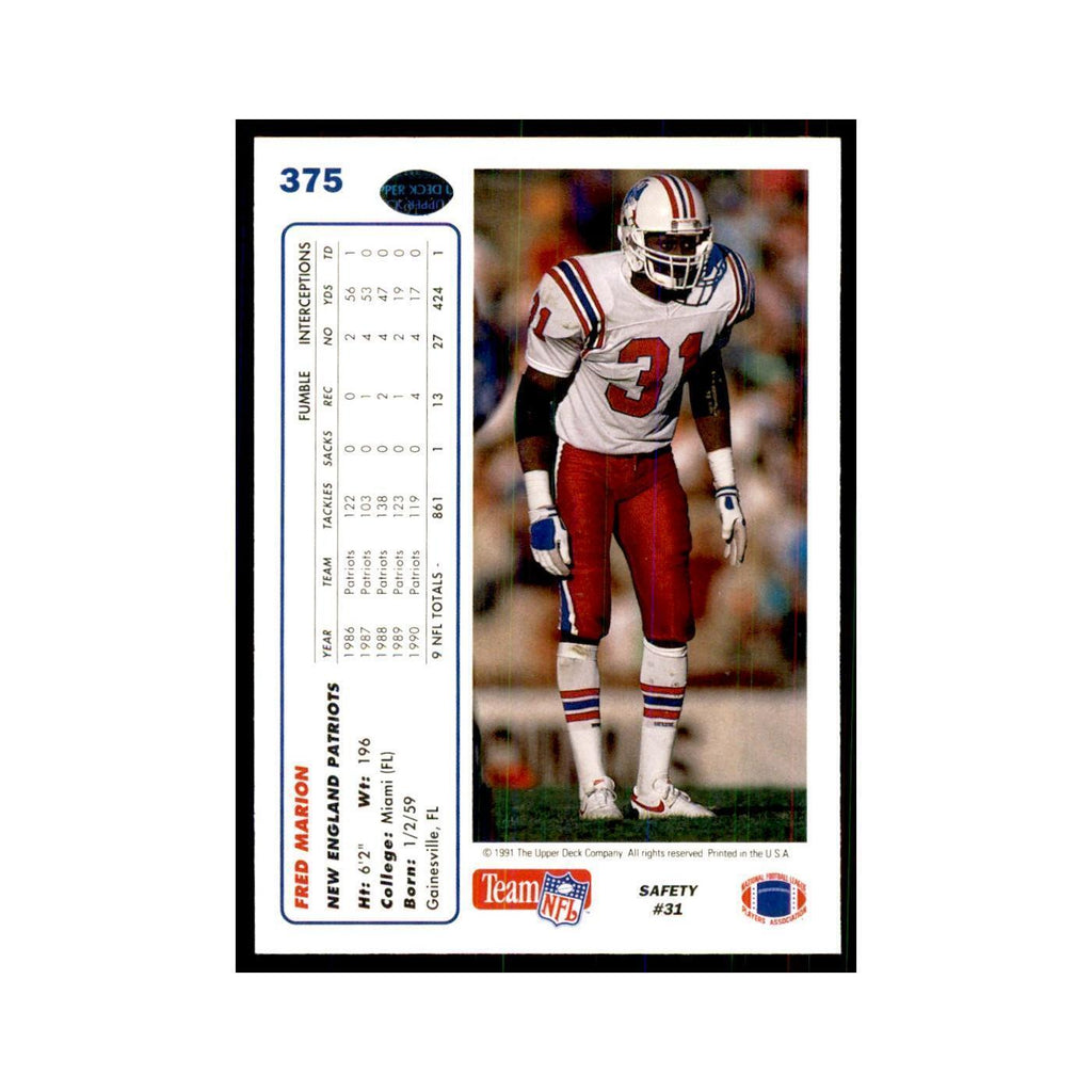 1991 Upper Deck Fred Marion Patriots #375