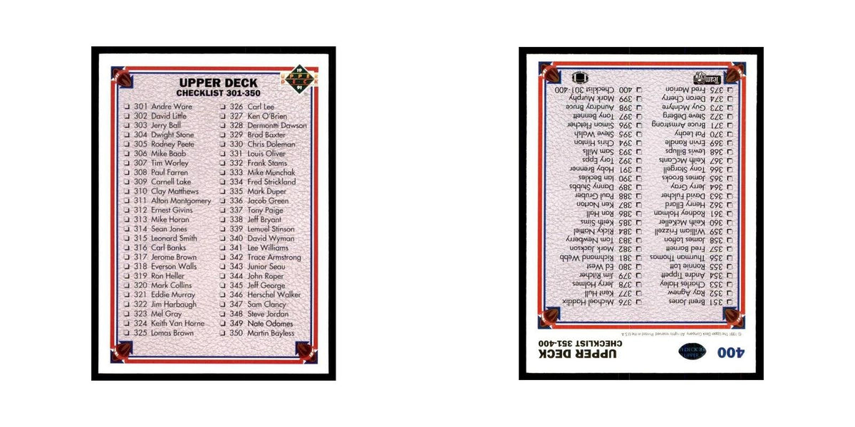 1991 Upper Deck Checklist #400