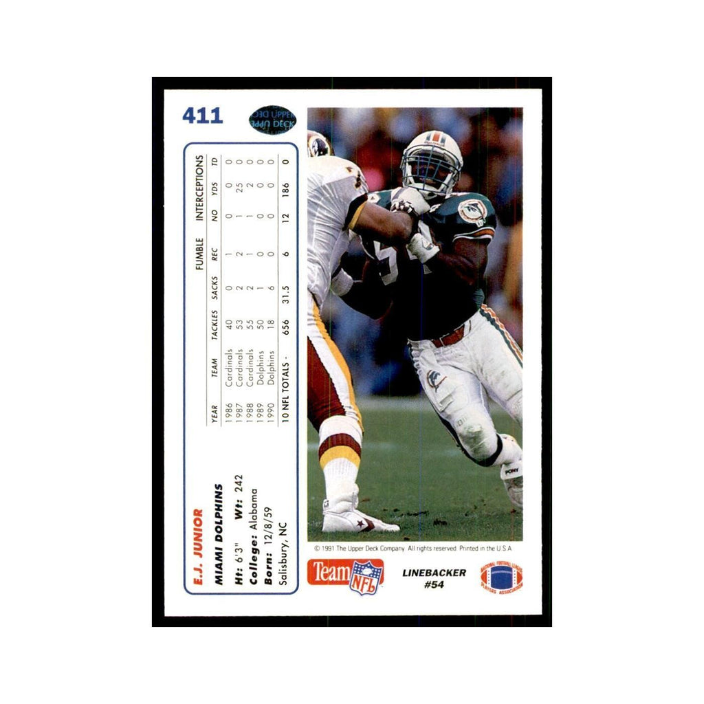 1991 Upper Deck E.J. Junior Dolphins #411