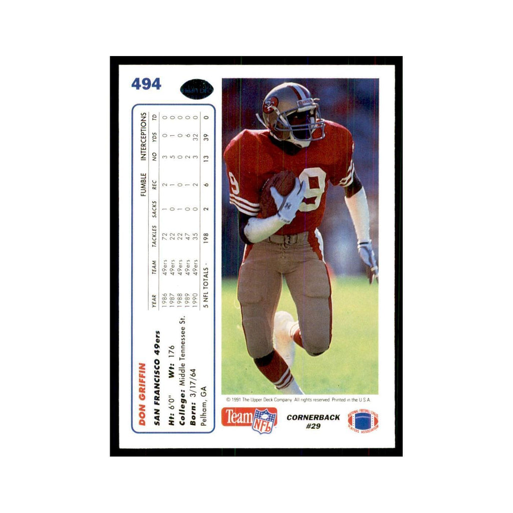 1991 Upper Deck Don Griffin 49ers #494