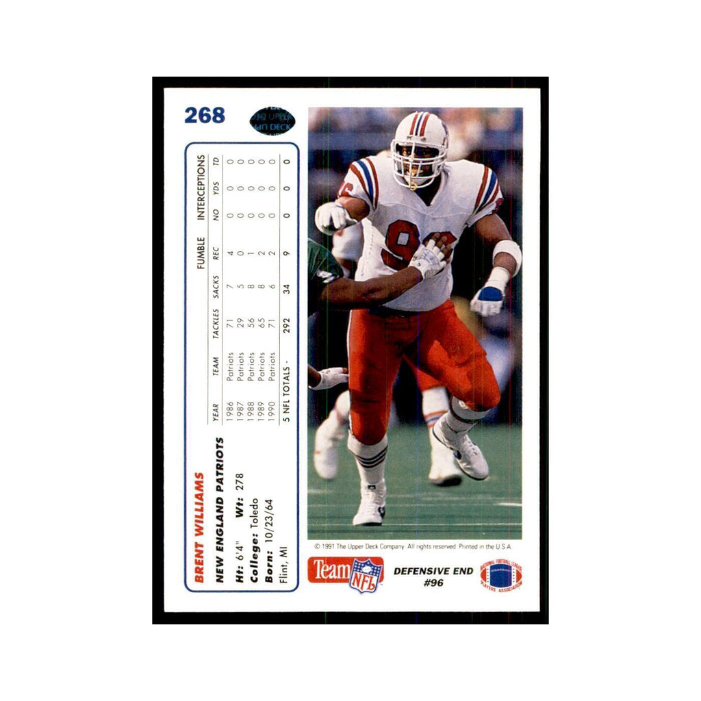 1991 Upper Deck Brent Williams Patriots #268