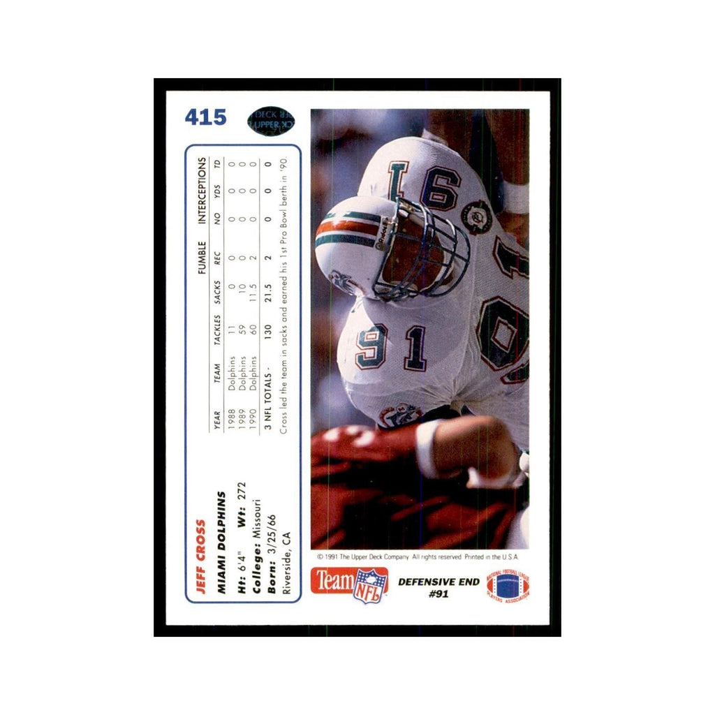 1991 Upper Deck Jeff Cross Dolphins #415