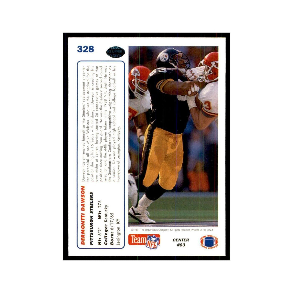 1991 Upper Deck Dermontti Dawson Steelers #328