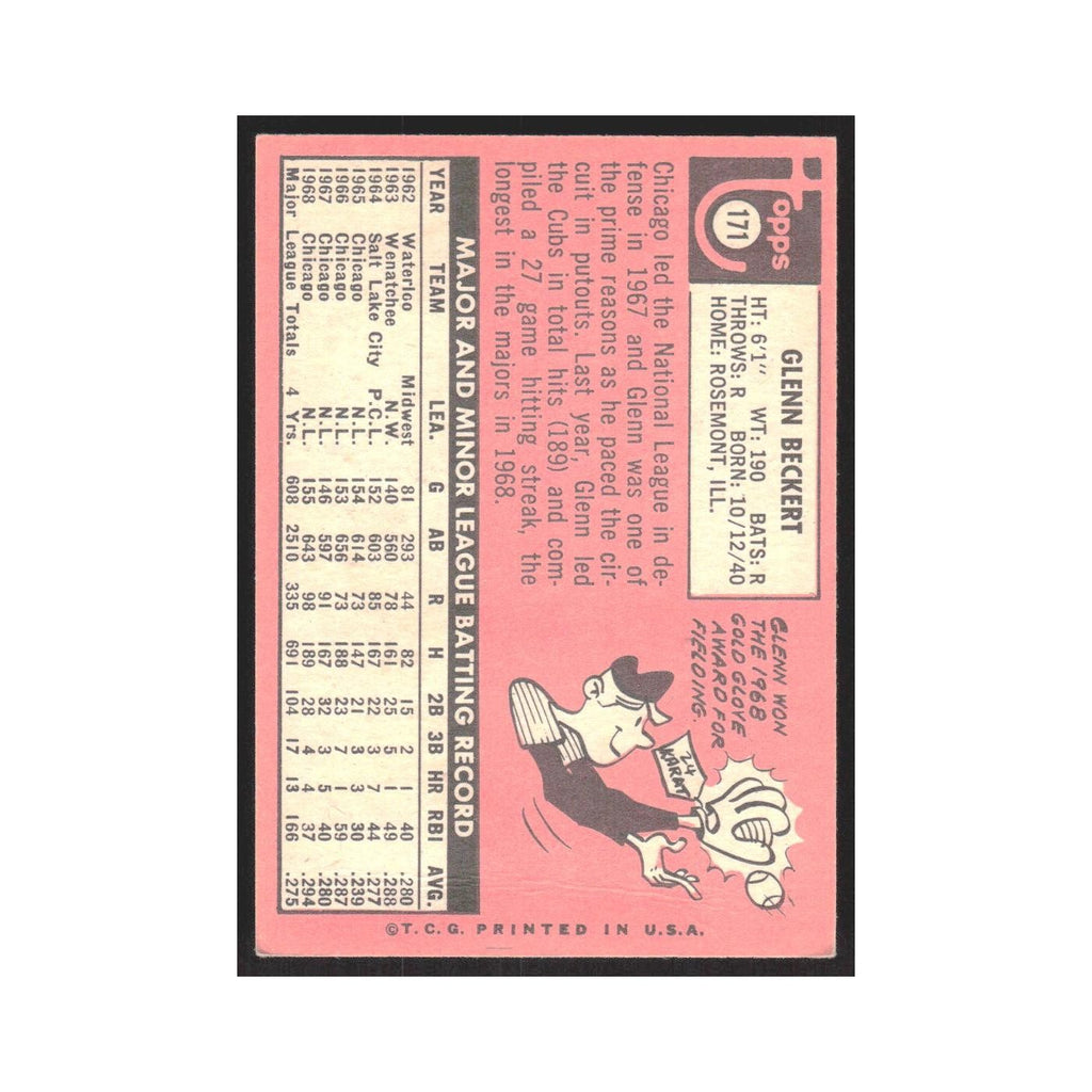 1969 Topps (damaged) Glenn Beckert Cubs #171