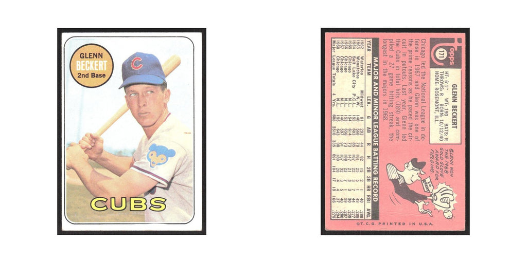 1969 Topps (damaged) Glenn Beckert Cubs #171