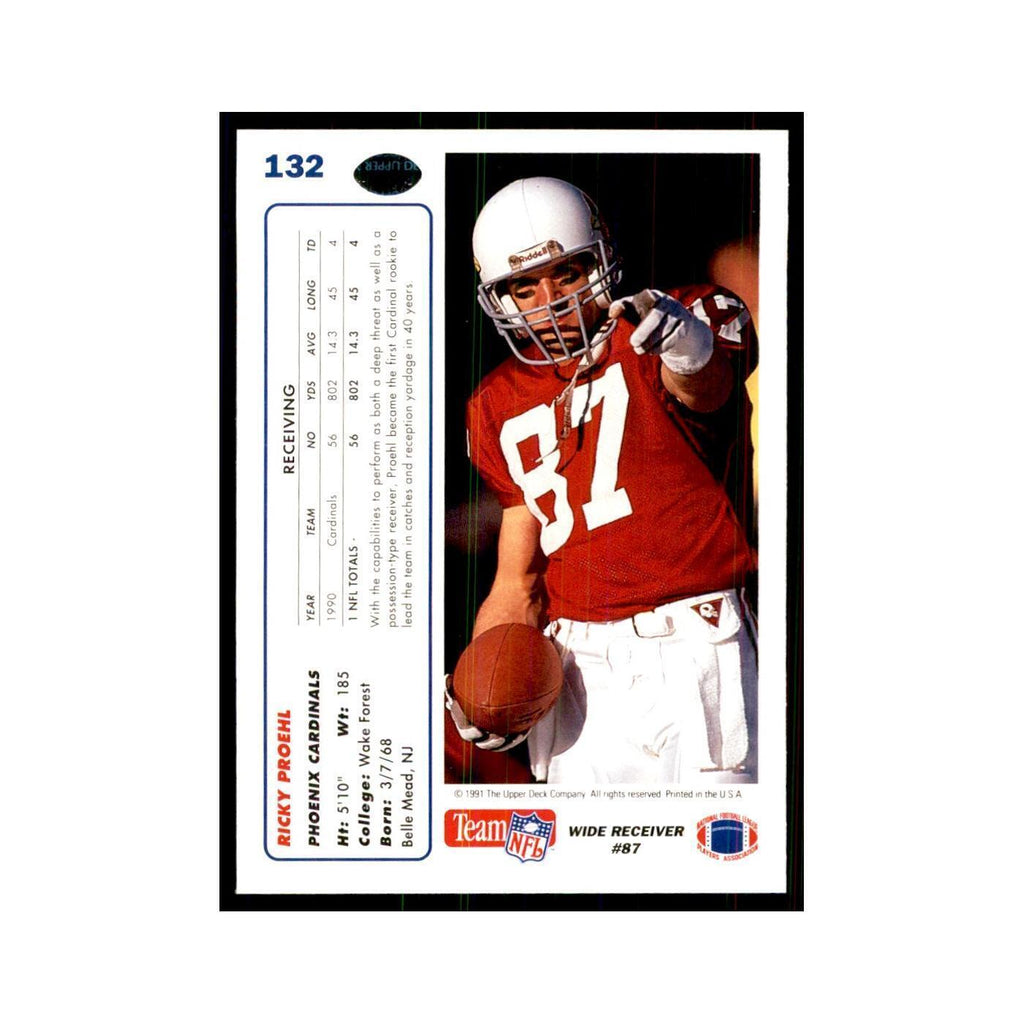 1991 Upper Deck Ricky Proehl Phoenix Cardinals #132