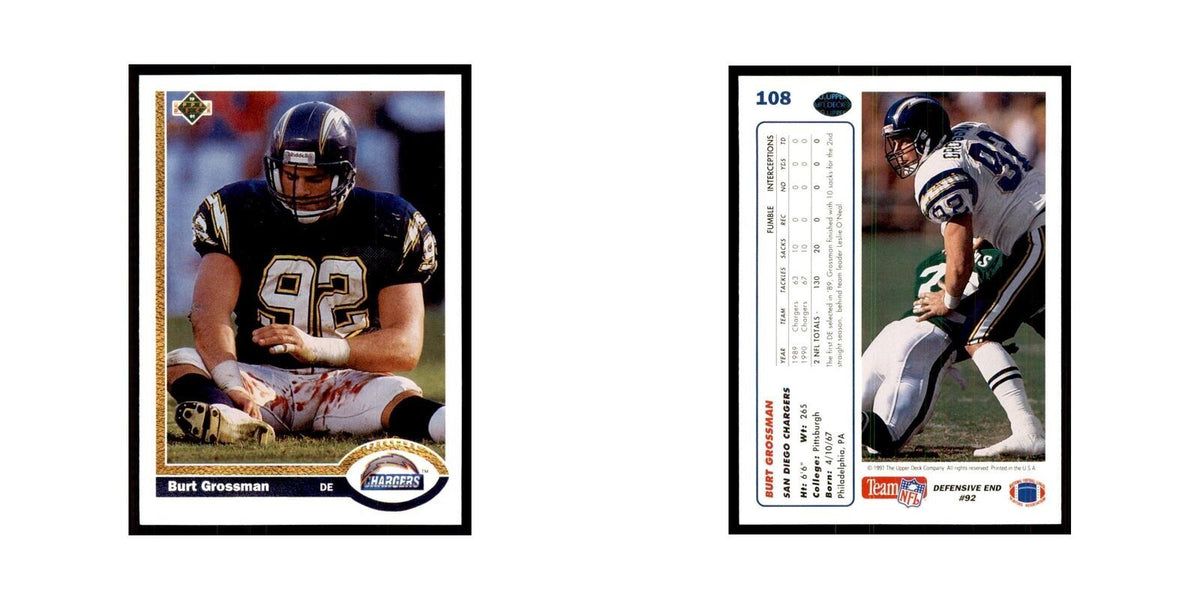 1991 Upper Deck Burt Grossman San Diego Chargers #108