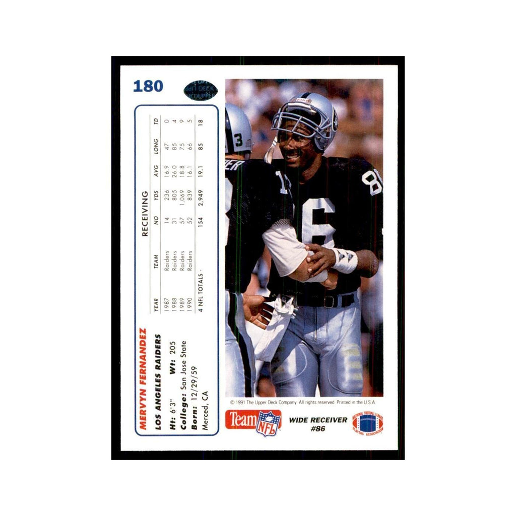 1991 Upper Deck Mervyn Fernandez Los Angeles Raiders #180