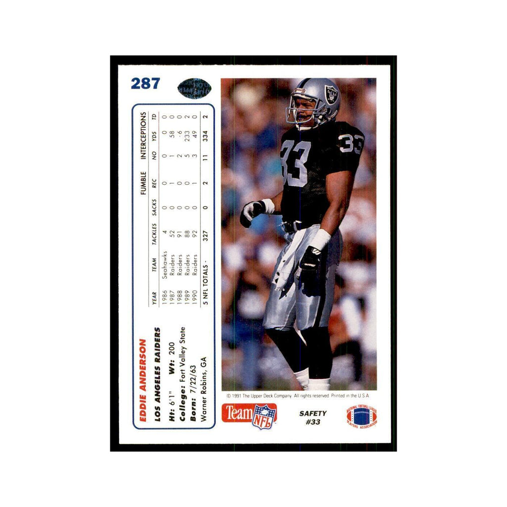 1991 Upper Deck Eddie Anderson Los Angeles Raiders #287