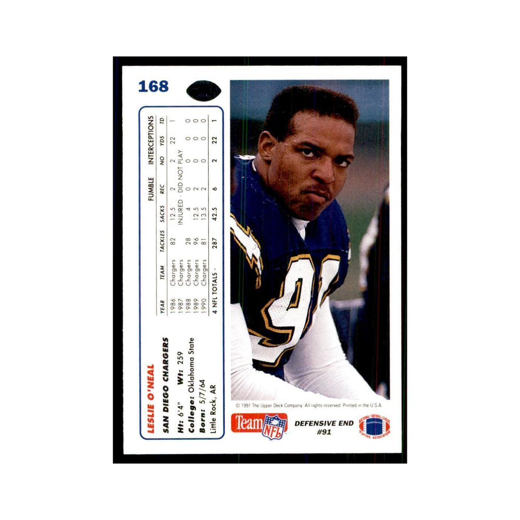 1991 Upper Deck Leslie O'Neal San Diego Chargers #168