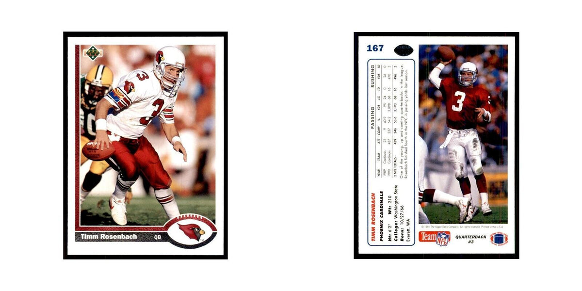 1991 Upper Deck Timm Rosenbach Phoenix Cardinals #167