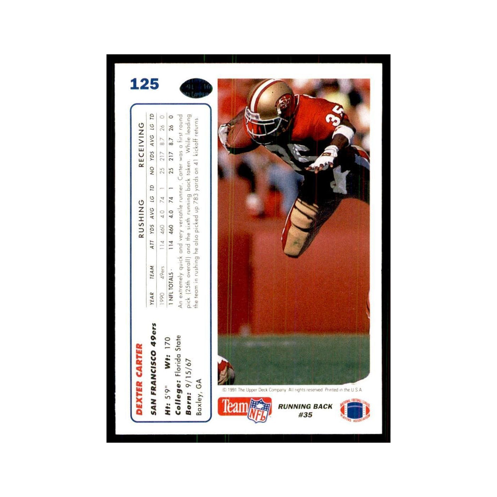 1991 Upper Deck Dexter Carter 49ers #125