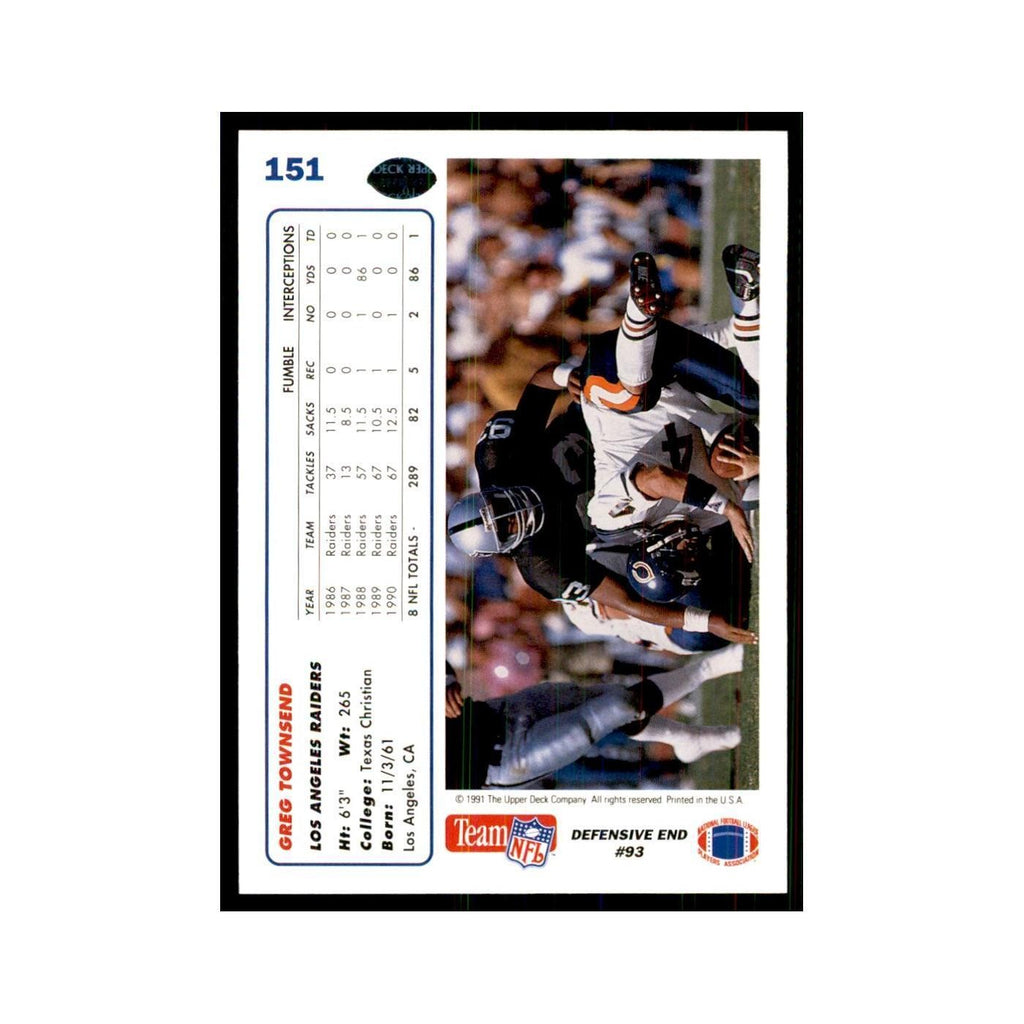 1991 Upper Deck Greg Townsend Los Angeles Raiders #151