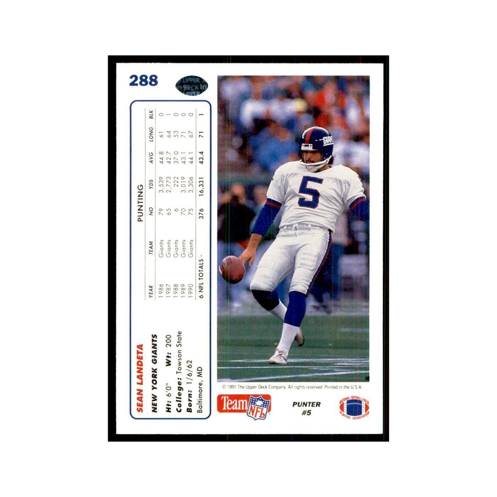 1991 Upper Deck Sean Landeta Giants #288
