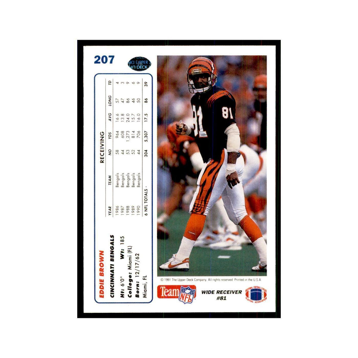 1991 Upper Deck Eddie Brown Bengals #207