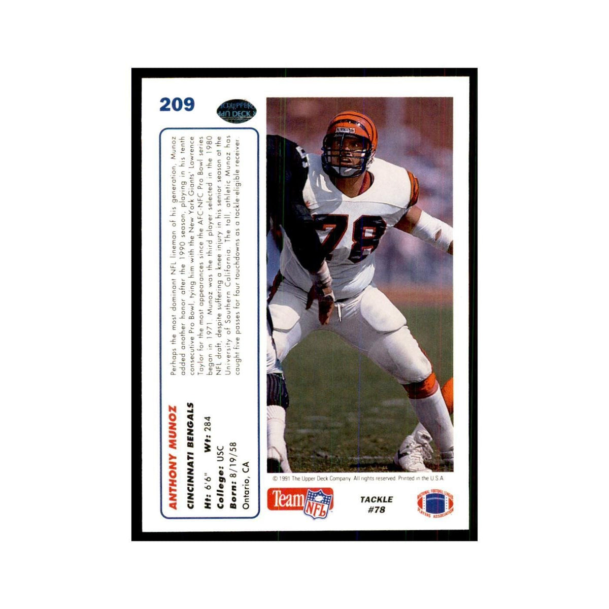 1991 Upper Deck Anthony Munoz Bengals #209