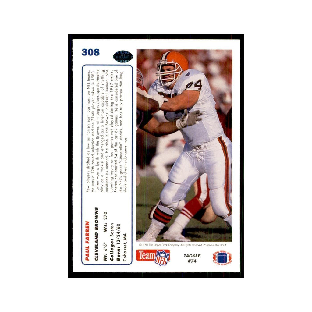 1991 Upper Deck Paul Farren Browns #308