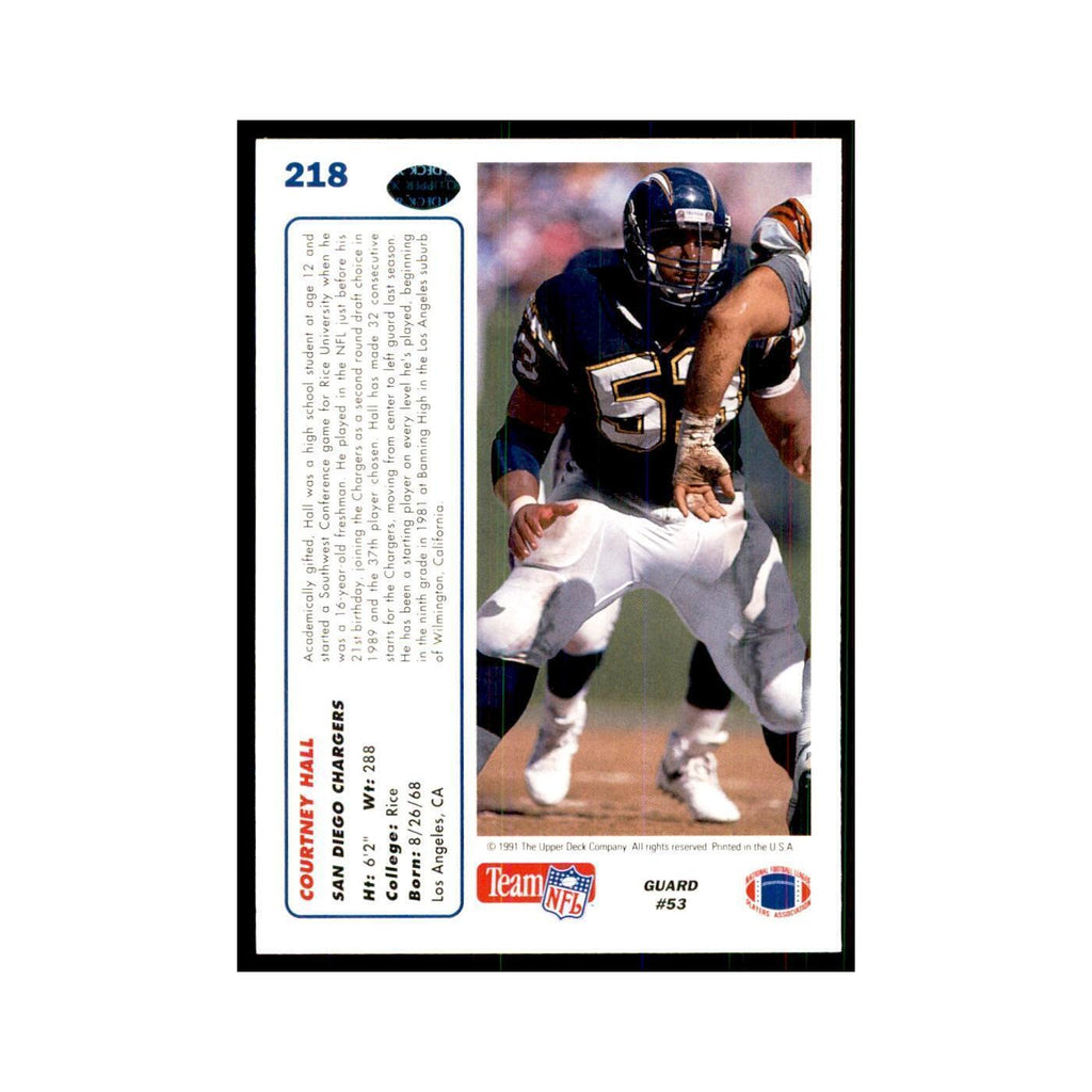 1991 Upper Deck Courtney Hall San Diego Chargers #218