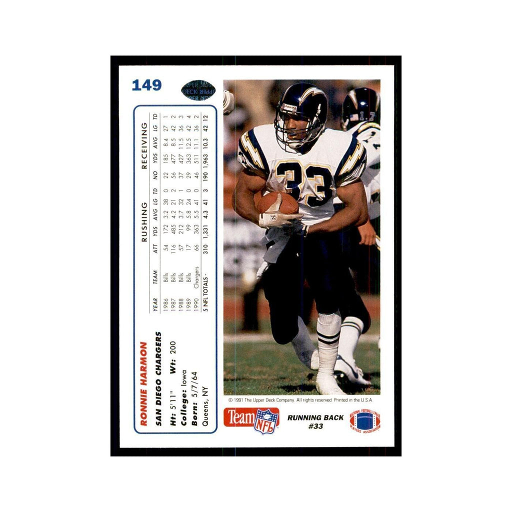 1991 Upper Deck Ronnie Harmon San Diego Chargers #149