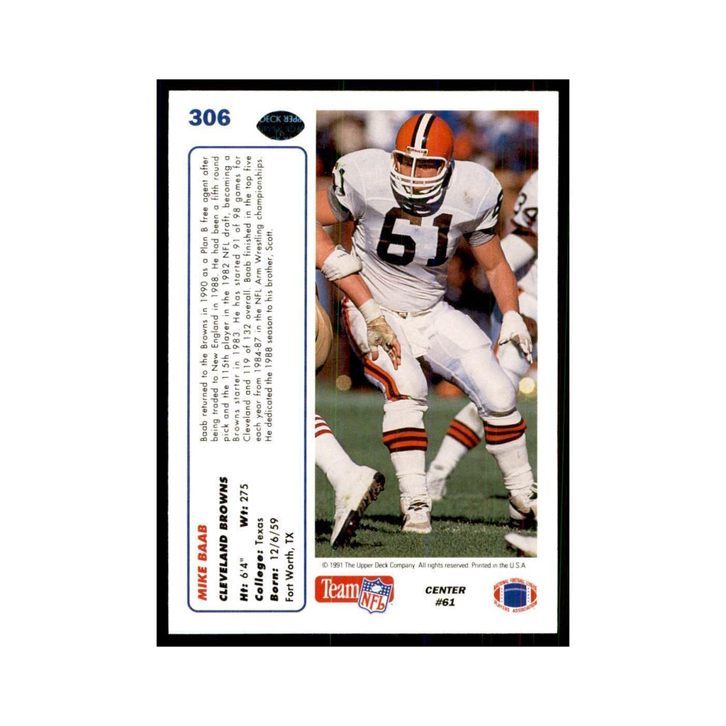 1991 Upper Deck Mike Baab Browns #306