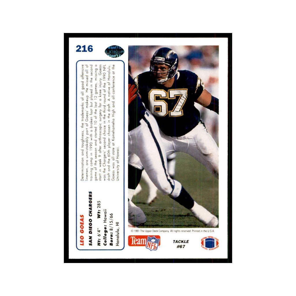 1991 Upper Deck Leo Goeas San Diego Chargers #216