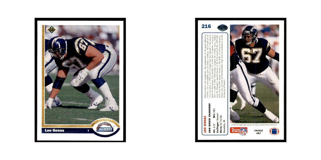 1991 Upper Deck Leo Goeas San Diego Chargers #216