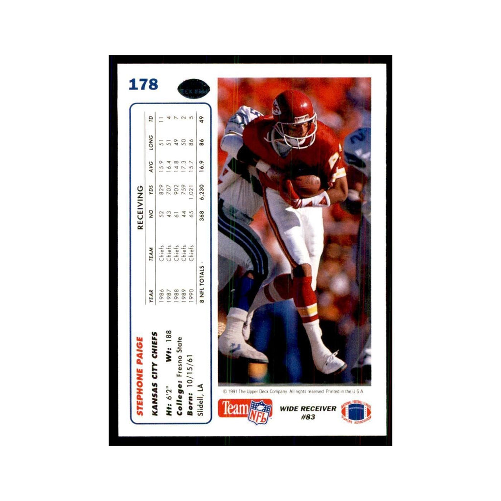 1991 Upper Deck Stephone Paige Chiefs #178