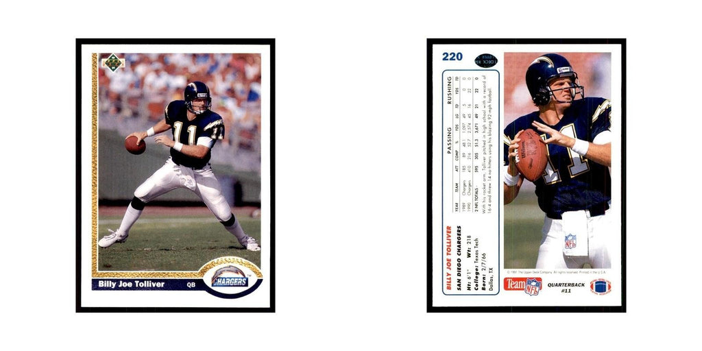 1991 Upper Deck Billy Joe Tolliver San Diego Chargers #220