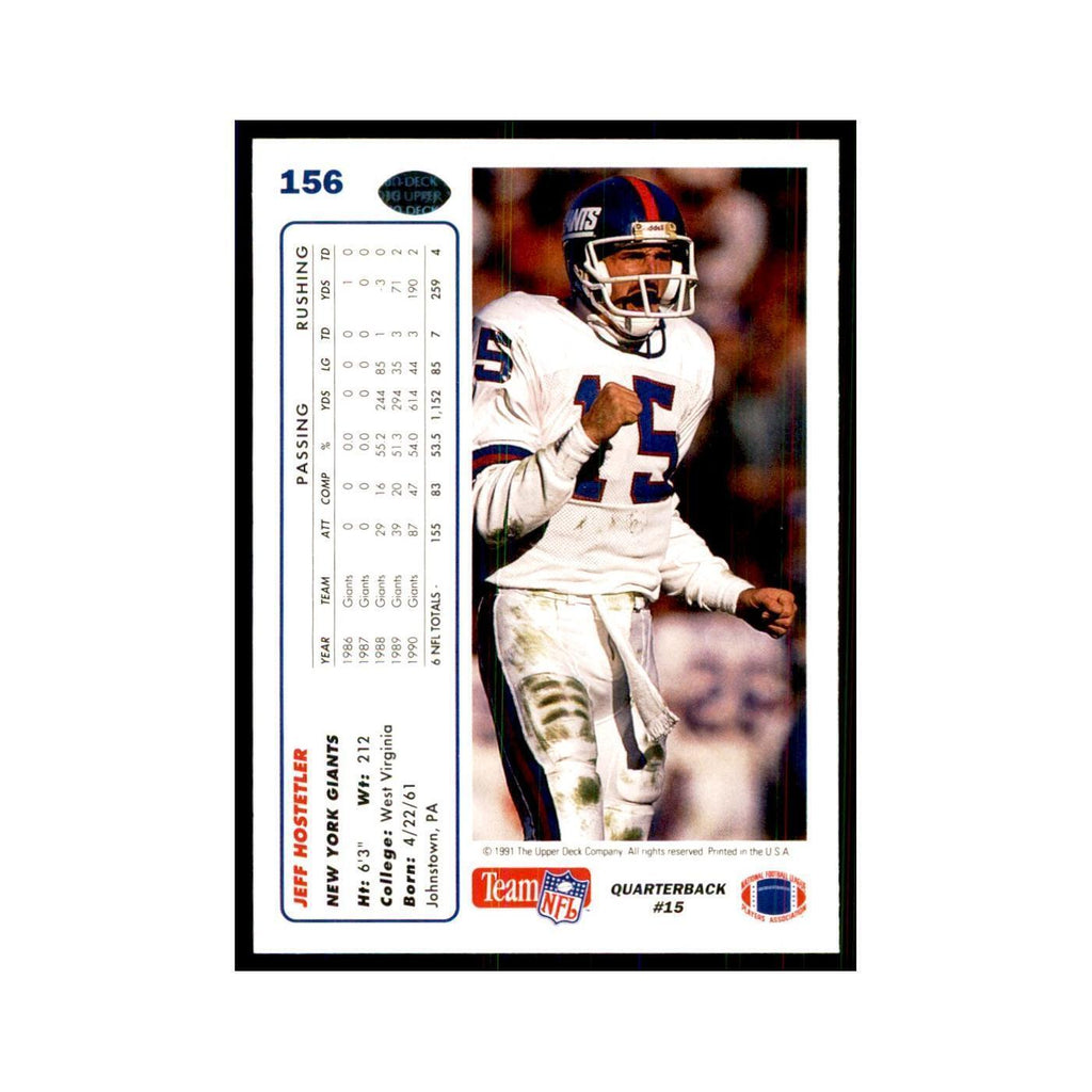 1991 Upper Deck Jeff Hostetler Giants #156