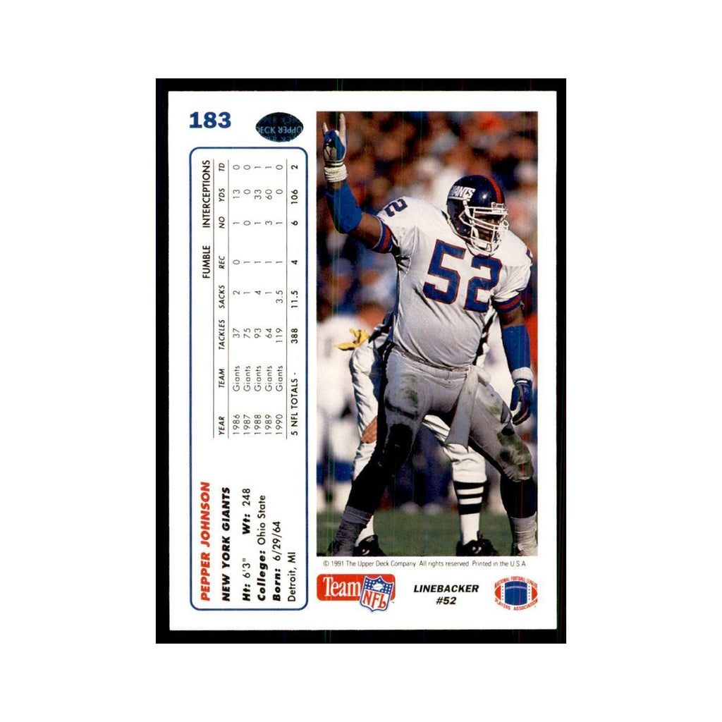 1991 Upper Deck Pepper Johnson Giants #183