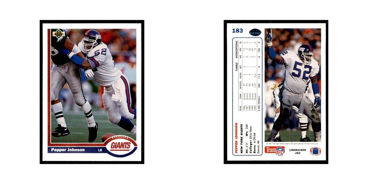 1991 Upper Deck Pepper Johnson Giants #183