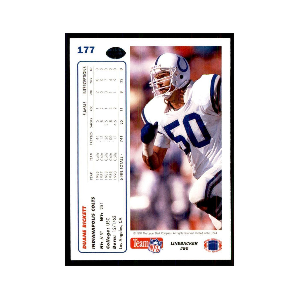 1991 Upper Deck Duane Bickett Colts #177
