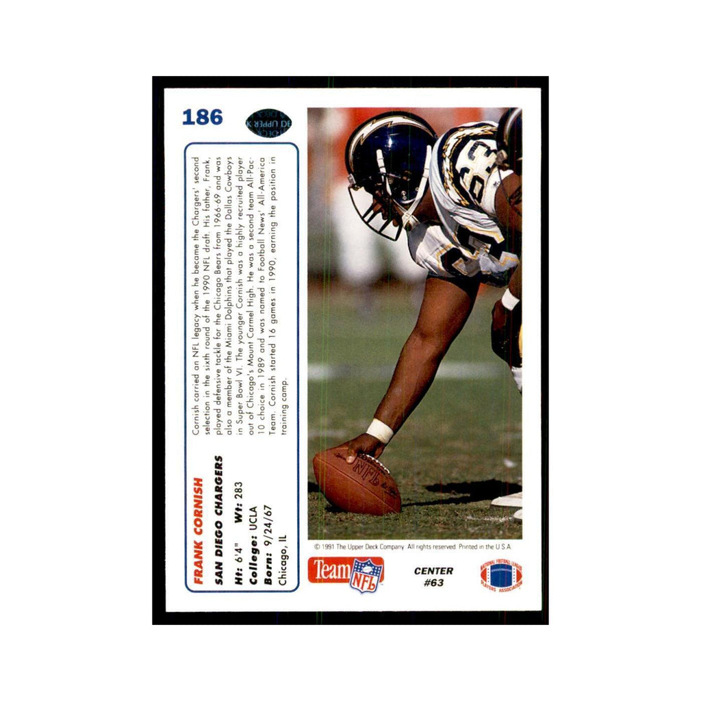 1991 Upper Deck Frank Cornish San Diego Chargers #186