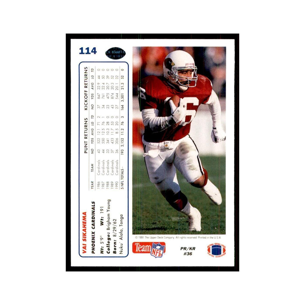 1991 Upper Deck Vai Sikahema Phoenix Cardinals #114