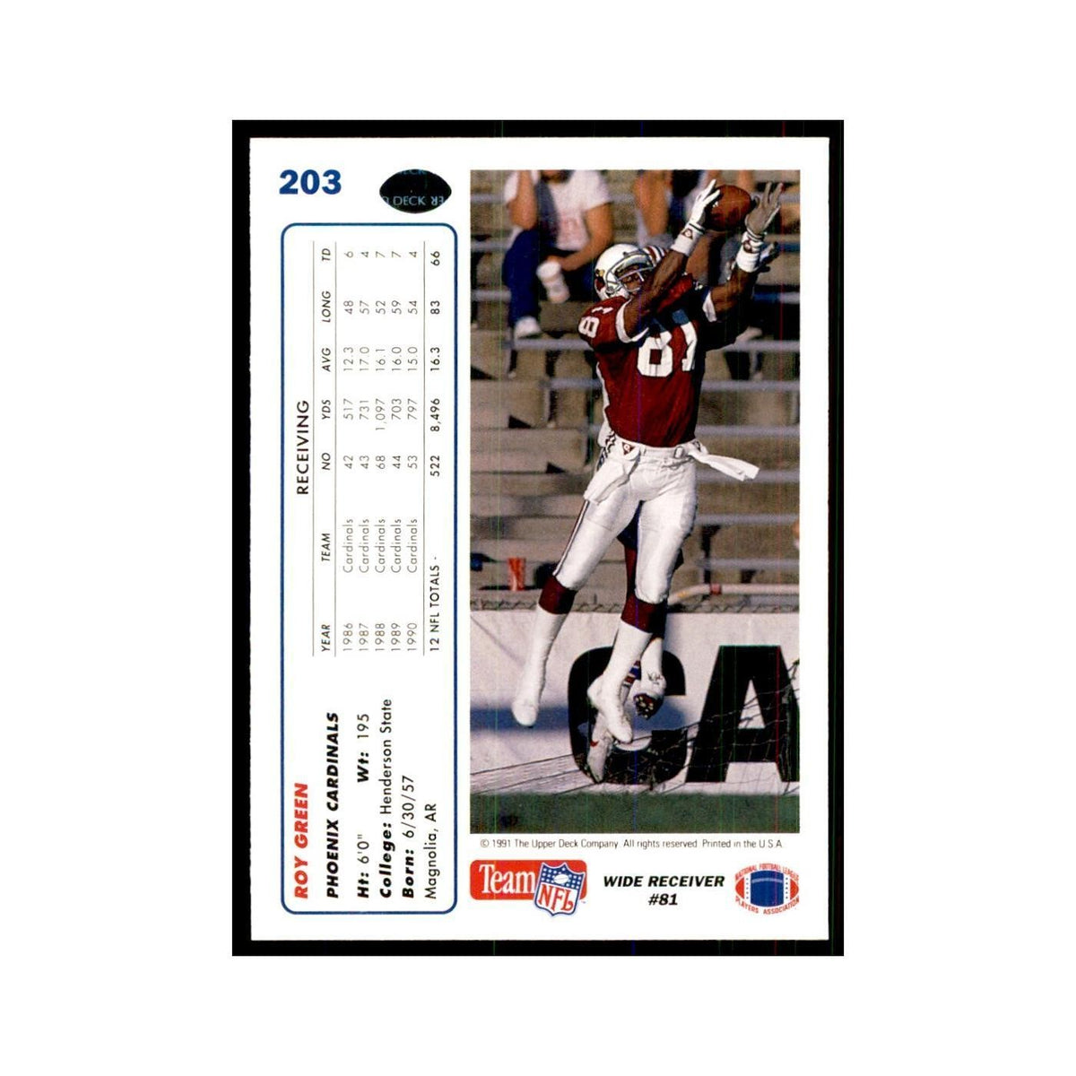 1991 Upper Deck Roy Green Phoenix Cardinals #203