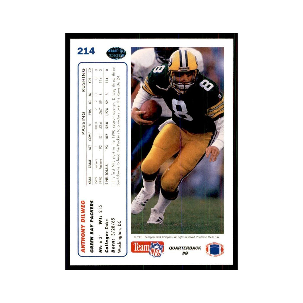 1991 Upper Deck Anthony Dilweg Packers #214
