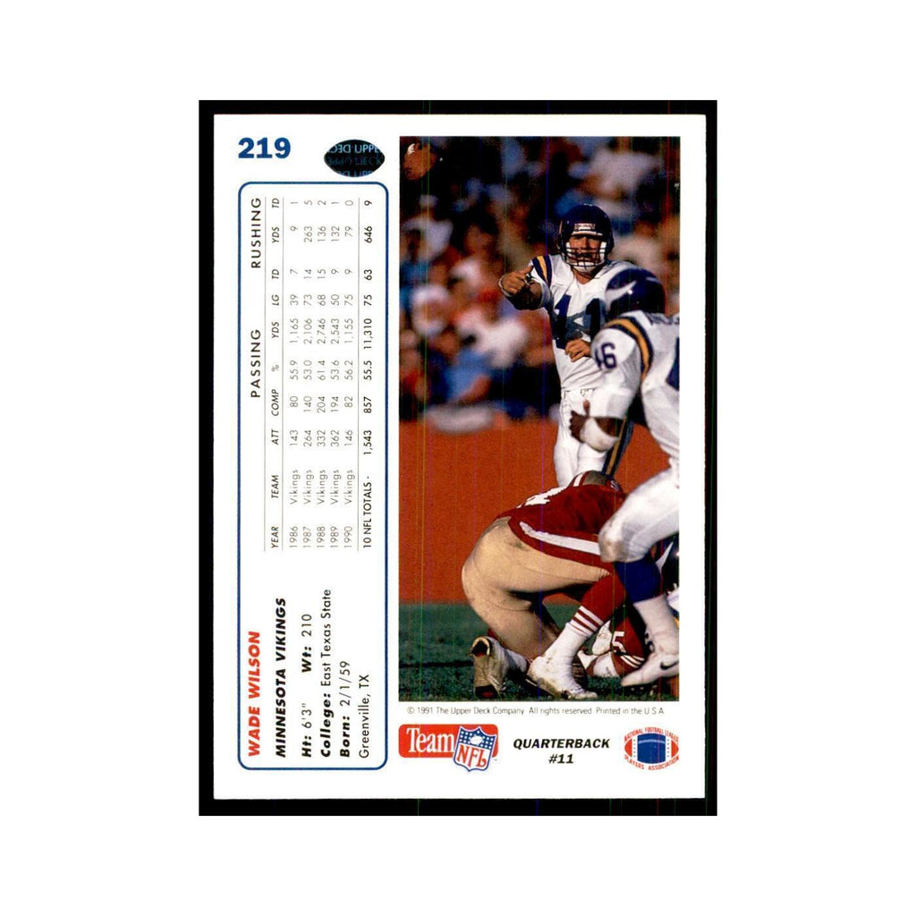 1991 Upper Deck Wade Wilson Vikings #219