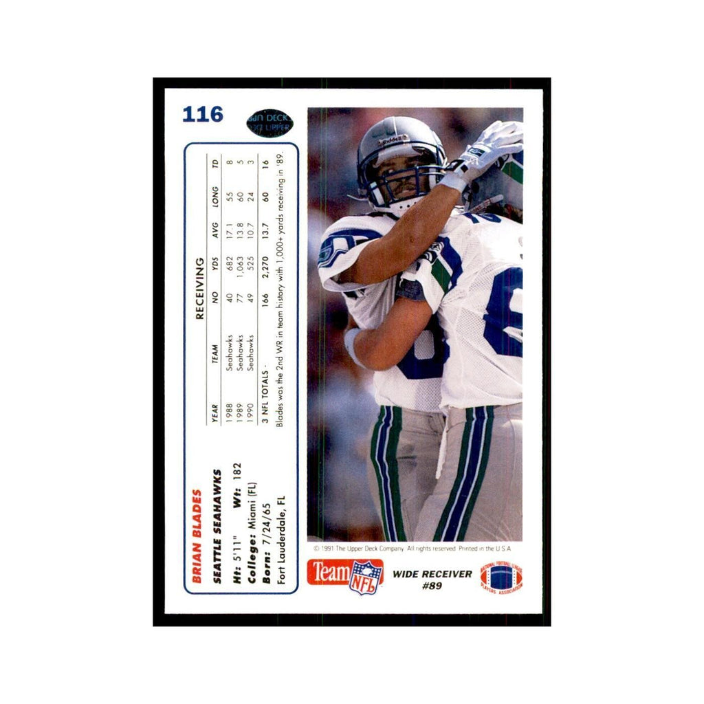 1991 Upper Deck Brian Blades Seahawks #116