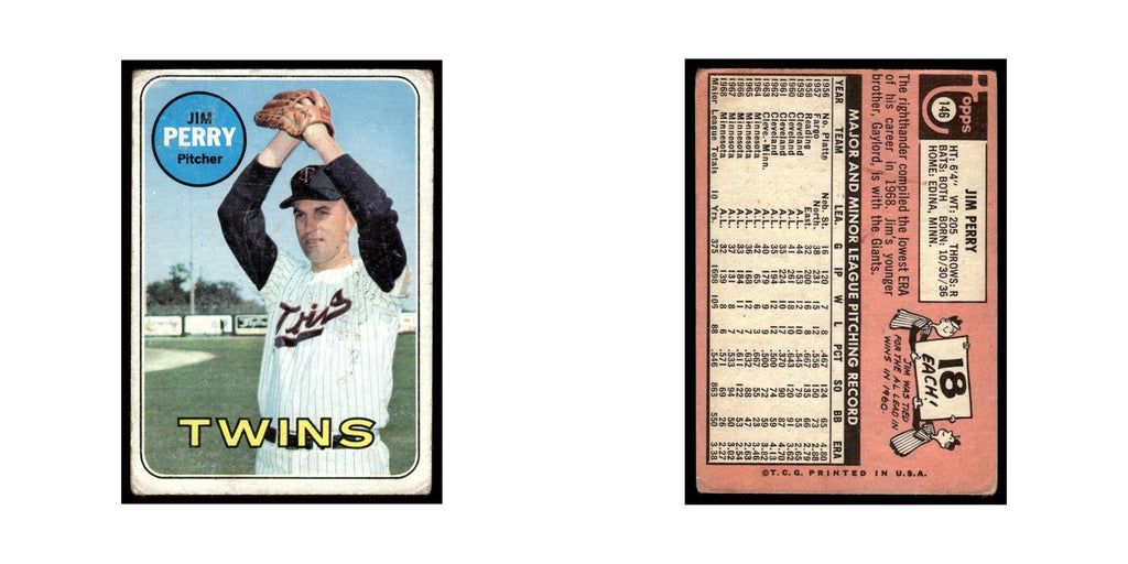 1969 Topps (damaged) Jim Perry Twins #146